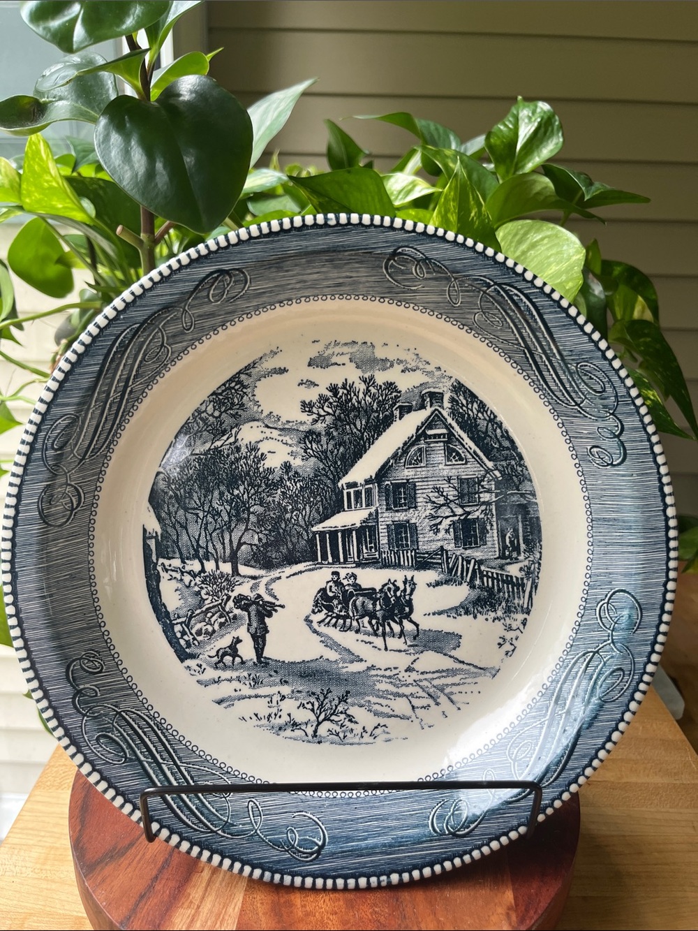 Vintage Royal China by Jeannette "Currier & Ives" Winter Scene Pie Plate | Deep